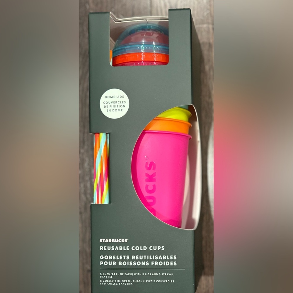 Starbucks Reusable Cold Cups with dome lids NWT